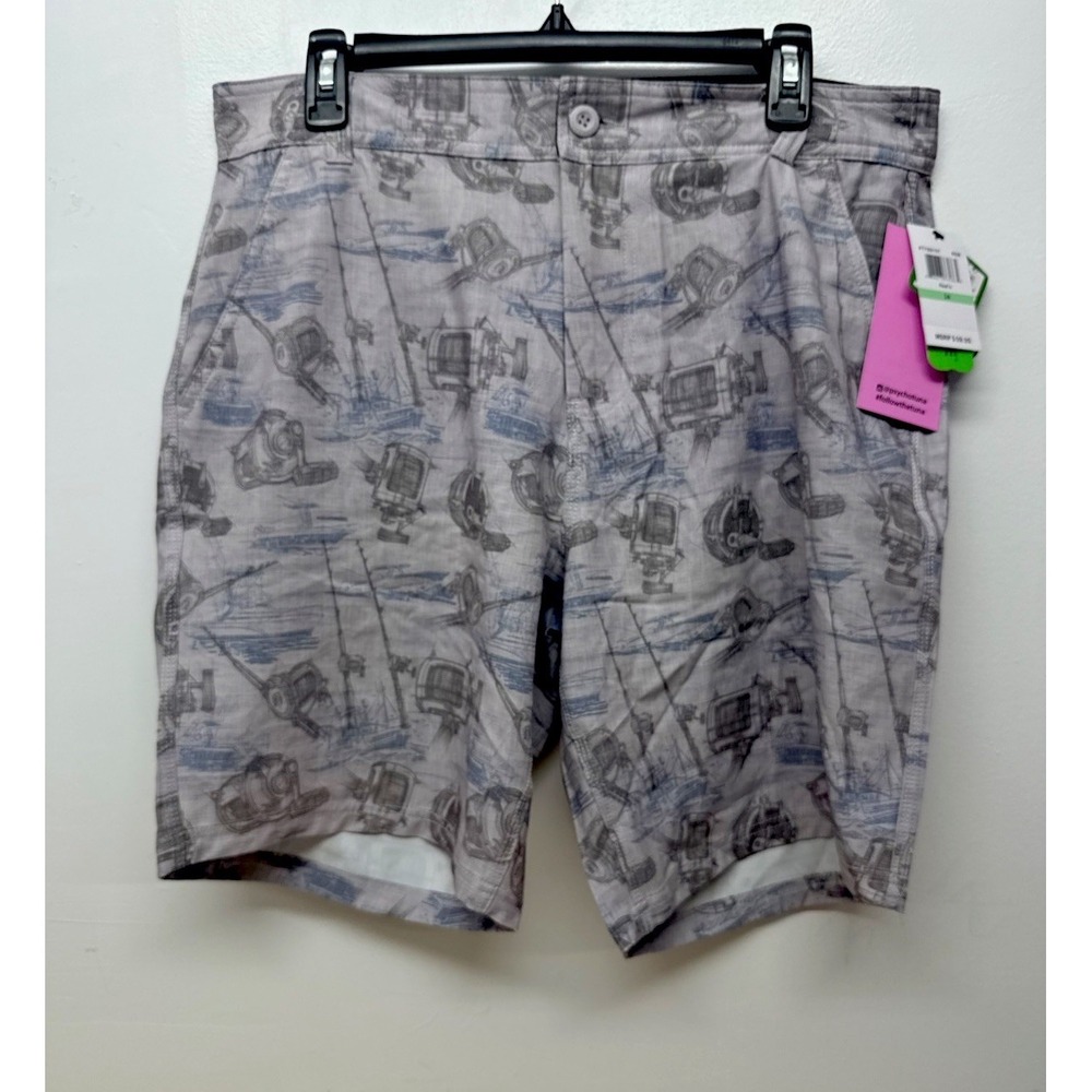 Psycho Tuna Reel'n Men's‎ Hydrid Board Shorts 4 Way Stretch Size 34 Grey NWT #59